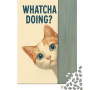 1000-Piece Jigsaw Puzzle for Adults, Whatcha Doing Curious Cat Peeking, 52x38cm/1000pcs, Thoughtful Gift Idea, Relaxing Indoor Activity And Time at Home