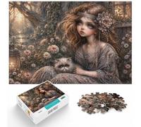 1000 Piece Jigsaw Puzzle for Adults, Whimsical Art Nouveau Girl with Cat | For cold evenings at home: Adult jigsaw puzzle with 1000 pieces; for quieter moments across Christmas and New Year.