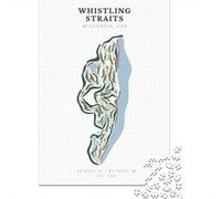 1000 Piece Jigsaw Puzzle for Adults, Whistling Straits Golf Course Map
