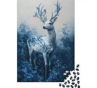 1000-Piece Jigsaw Puzzle for Adults, White Deer In Forest, 38x26cm/1000pcs; A Calm After-work Activity; Clean White Card Pieces for Sorting