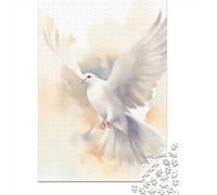1000 Piece Jigsaw Puzzle for Adults, White Dove Flying Watercolor