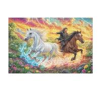1000 Piece Jigsaw Puzzle for Adults White Horse Running 1000 PCS 75x50cm Home Wall Decor Artwork Unique Personalized Decoration for Living Room Bedroom Study