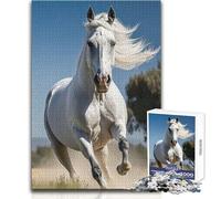 1000 Piece Jigsaw Puzzle for Adults White Horse Runs Brainteaser Family Games But Fun And Humorous Educational Toy Size 50x75cm