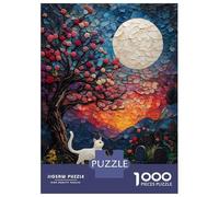1000 Piece Jigsaw Puzzle for Adults White Moonlight Cat Jigsaw for Adults Relaxing Games Stress Reliever Birthday And Unique Gifts 38x26cm/1000pcs
