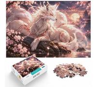 1000 Piece Jigsaw Puzzle for Adults, White Nine Tailed Fox Cherry Blossoms | For calm winter entertainment at home: Adult jigsaw puzzle with 1000 pieces suits quiet days around New Year.