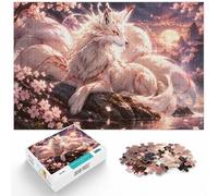 1000 Piece Jigsaw Puzzle for Adults, White Nine Tailed Fox Cherry Blossoms | For winter days with time to puzzle: Adult jigsaw puzzle with 1000 pieces offers a classic activity for Christmas.