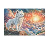 1000 Piece Jigsaw Puzzle for Adults White Wolf Sunset Vibrant Sky 75x50cm Universal Puzzle for All Occasions Home Decor Family Fun Stress Relief All in One Gift