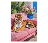 1000 Piece Jigsaw Puzzle for Adults - Wild Animal Tiger Laying on Sofa - Unique Cut Pieces - Great for Relaxing and Mindful Activity - Finished Size 30" x 20"