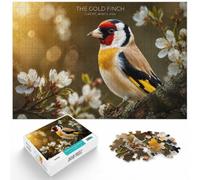 1000 Piece Jigsaw Puzzle for Adults, Wild Goldfinch Song Bird | For relaxed after-work puzzle time: Adult jigsaw puzzle with 1000 pieces offers a calm pastime at home.