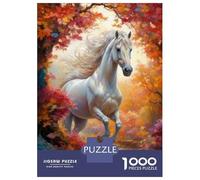 1000 Piece Jigsaw Puzzle for Adults Wild White Horse in Autumn Adult Jigsaw Puzzle Toy Wall Decor Precision Cutting Unique Gifts for Birthday And Christmas 38x26cm/1000pcs