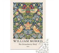 1000 Piece Jigsaw Puzzle for Adults, William Morris Strawberry Thief Birds | For free days in December: Adult jigsaw puzzle with 1000 pieces fits long December evenings.