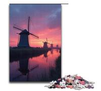 1000 Piece Jigsaw Puzzle for Adults Windmills Slowly Turn in The Twilight Jigsaw for Educational Game Challenge Toy Artwork Gift 1000 PCS(38x26cm)