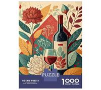 1000 Piece Jigsaw Puzzle for Adults Wine And Flowers Adult Jigsaw Relaxing Games Perfect Decoration Unique Gifts for Birthday And Christmas 38x26cm/1000pcs