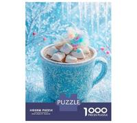 1000 Piece Jigsaw Puzzle for Adults, Winter Hot Chocolate with Marshmallows Artwork, Mindfulness Activity, Winter Indoor Entertainment, Precision Cut Pieces, 52x38cm/1000pcs