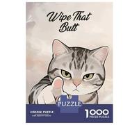 1000 Piece Jigsaw Puzzle for Adults Wipe That Butt Cat Puzzles for Adults Toy Wall Decor Presents for Women Difficult And Challenge 38x26cm/1000pcs