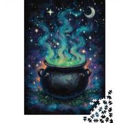 1000 Piece Jigsaw Puzzle for Adults, Witch's Cauldron Under a Starry Sky | For Christmas holidays spent indoors: Adult jigsaw puzzle with 1000 pieces; for family downtime during the festive period.