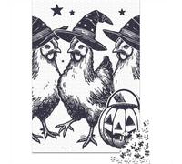 1000-Piece Jigsaw Puzzle for Adults, Witchy Chickens Halloween, 70x50cm/1000pcs, Winter Indoor Activity, Quiet Evening Leisure And Cosy Evenings