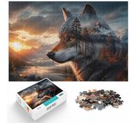 1000 Piece Jigsaw Puzzle for Adults, Wolf and Forest Double Exposure | For the Christmas break: Adult jigsaw puzzle with 1000 pieces; for puzzle lovers who enjoy a longer seasonal challenge.