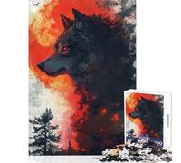 1000 Piece Jigsaw Puzzle for Adults Wolf Blood Moon Relaxing Games Birthday Present Educational Toy Birthday Present, Gifts, (38x26cm)