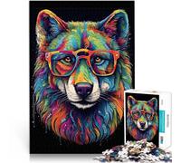 1000 Piece Jigsaw Puzzle for Adults Wolf Face Lernspiel-Herausforderungsspielzeug mit passendem Poster und Quizblatt52x38cm