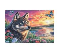 1000 Piece Jigsaw Puzzle for Adults Wolf Flower Butterfly Lake Sunset 75x50cm Housewarming Gift Idea Elegant Wall Decor for New Home Easy Assembly for Teens Adults Beginners