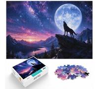 1000 Piece Jigsaw Puzzle for Adults, Wolf Howling at the Moon | For free days in December, this adult jigsaw puzzle with 1000 pieces turns winter leisure into a focused activity.