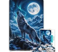 1000 Piece Jigsaw Puzzle for Adults, Wolf Howling Moon Mountain | For a patient pastime, this adult jigsaw puzzle with 1000 pieces fits naturally into relaxed home leisure.