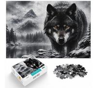 1000 Piece Jigsaw Puzzle for Adults, Wolf Portrait with Forest Overlay | For free time at home: Adult jigsaw puzzle with 1000 pieces supports a slower, more focused form of entertainment.