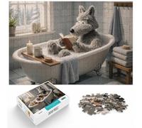 1000 Piece Jigsaw Puzzle for Adults, Wolf Reading on Toilet | For adults who enjoy puzzles over the holidays, this adult jigsaw puzzle with 1000 pieces suits calm, screen-free leisure.
