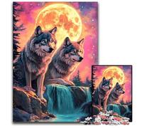 1000 Piece Jigsaw Puzzle for Adults Wolf Under The Moon Cardboard Jigsaw Puzzles with Family Interactive Game, for Ages 14+ 26X38CM