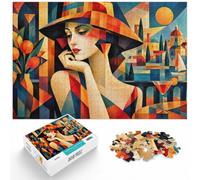 1000 Piece Jigsaw Puzzle for Adults, Woman Hat Cocktail Sunset | For relaxed after-work puzzle time: Adult jigsaw puzzle with 1000 pieces offers a classic activity for adults.