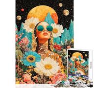 1000 Piece Jigsaw Puzzle for Adults Woman in Flowers And Stars Fun Interactive Family Experience Wonderful Holiday Giftsing Choice (50x75cm)