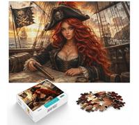 1000 Piece Jigsaw Puzzle for Adults, Woman Pirate Captain with Red Hair | For patient puzzlers who like detailed images: Adult jigsaw puzzle with 1000 pieces suits patient puzzle fans.