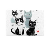 1000 Piece Jigsaw Puzzle for Adults Wooden Challenging Puzzles Custom Personalized Black and White Cats Picture Puzzle for Adults & Kids Family Game Nights 29.5"x19.7" Puzzles