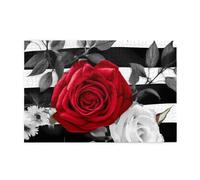 1000 Piece Jigsaw Puzzle for Adults Wooden Challenging Puzzles Custom Personalized Black White Stripes Red Rose Flowers Picture Puzzle for Adults & Kids Family Game Nights 29.5"x19.7" Puzzles