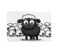 1000 Piece Jigsaw Puzzle for Adults Wooden Challenging Puzzles Custom Personalized Cartoon Black White Sheep Picture Puzzle for Adults & Kids Family Game Nights 29.5"x19.7" Puzzles