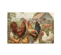 1000 Piece Jigsaw Puzzle for Adults Wooden Challenging Puzzles Custom Personalized Chickens and Farm Picture Puzzle for Adults & Kids Family Game Nights 29.5"x19.7" Puzzles