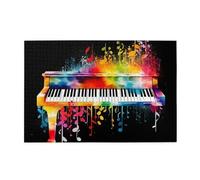 1000 Piece Jigsaw Puzzle for Adults Wooden Challenging Puzzles Custom Personalized Colorful Piano Keyboard Music Note Picture Puzzle for Adults & Kids Family Game Nights 29.5"x19.7" Puzzles