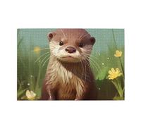 1000 Piece Jigsaw Puzzle for Adults Wooden Challenging Puzzles Custom Personalized Cute Otter Picture Puzzle for Adults & Kids Family Game Nights 29.5"x19.7" Puzzles