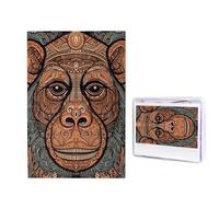 1000 Piece Jigsaw Puzzle for Adults Wooden Challenging Puzzles Custom Personalized Orangutan Tribal Pattern Picture Puzzle for Game Nights Family Wood Puzzles Finished Size 29.5"x19.7"