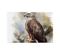 1000 Piece Jigsaw Puzzle for Adults Wooden Challenging Puzzles Custom Personalized Watercolor of Hawk Sitting in The Tree Picture Puzzle for Adults & Kids Family Game Nights 29.5"x19.7" Puzzles