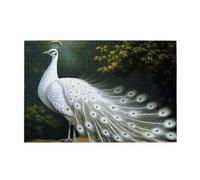 1000 Piece Jigsaw Puzzle for Adults Wooden Challenging Puzzles Custom Personalized White Peacock Picture Puzzle for Adults & Kids Family Game Nights 29.5"x19.7" Puzzles