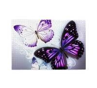 1000 Piece Jigsaw Puzzle for Adults Wooden Challenging Puzzles Custom Personalized White Purple Butterflies Picture Puzzle for Adults & Kids Family Game Nights 29.5"x19.7" Puzzles