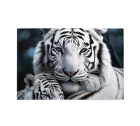 1000 Piece Jigsaw Puzzle for Adults Wooden Challenging Puzzles Custom Personalized White Tiger Picture Puzzle for Adults & Kids Family Game Nights 29.5"x19.7" Puzzles