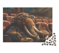 1000 Piece Jigsaw Puzzle for Adults, Woolly Mammoth Sunglasses Cinema