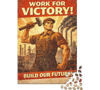 1000 Piece Jigsaw Puzzle for Adults, Work for Victory Build Our Future, 52x38cm/1000pcs, Screen-Free Activity And Quiet Winter Weekends