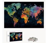1000 Piece Jigsaw Puzzle for Adults, World Map & Color Premium Wooden Puzzles with Poster, Classic Cut, Interlocking Pieces for Home Decor & Mindfulness 30 x 20 in - Aged 14+ Only (Not a Toy) P3#221