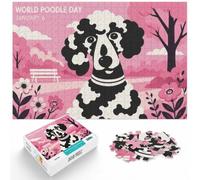 1000 Piece Jigsaw Puzzle for Adults, World Poodle Day Pink Art | For free time at home: Adult jigsaw puzzle with 1000 pieces; with a classic format suited to adult puzzlers.