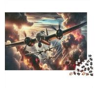 1000-Piece Jigsaw Puzzle for Adults, World War II Airplane Art Prints, 52x38cm/1000pcs, Smooth White Cardboard Pieces; for Quiet Focus at Your Own Pace