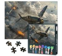 1000 Piece Jigsaw Puzzle for Adults Wwii Aircraft Puzzle Warplanes in Aerial Battle Amidst Clouds Jigsaw Puzzles Historical Dogfight Puzzles Family Entertainment Game 50.5x70.5cm
